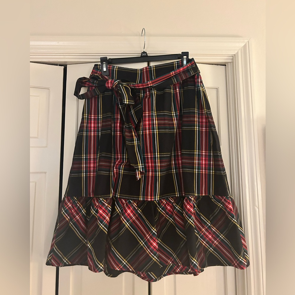 J. Crew Bow Midi skirt in tartan size 8